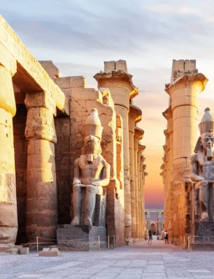 Luxor Temple, famous landmark of Egypt, first pylon view